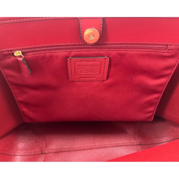 Coach NWT $398 Coach 5696 City Tote Signature Canvas Brown 1941 Red - Picture 6 of 13
